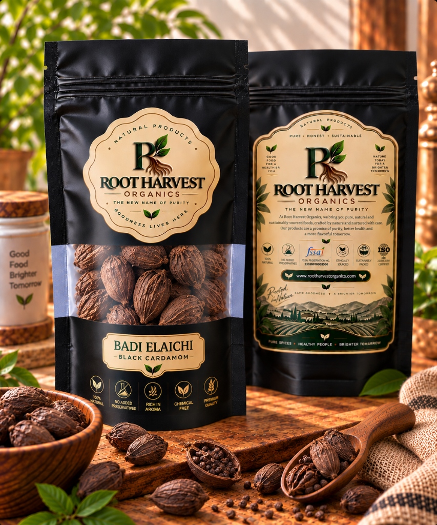 Organic Badi Elaichi (Whole Black Cardamom Pods)