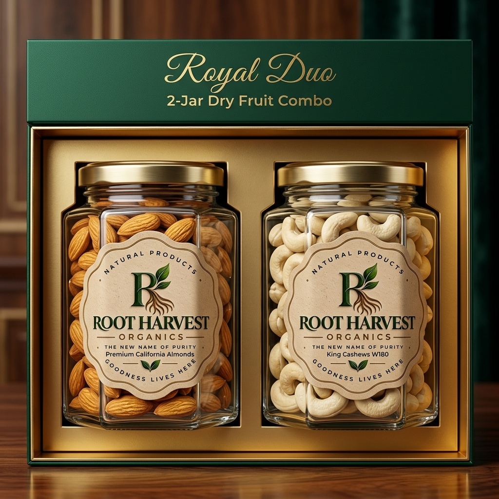 Royal 2-Jar Nut Duo Combo (Mamra Badam + King Kaju Jars)